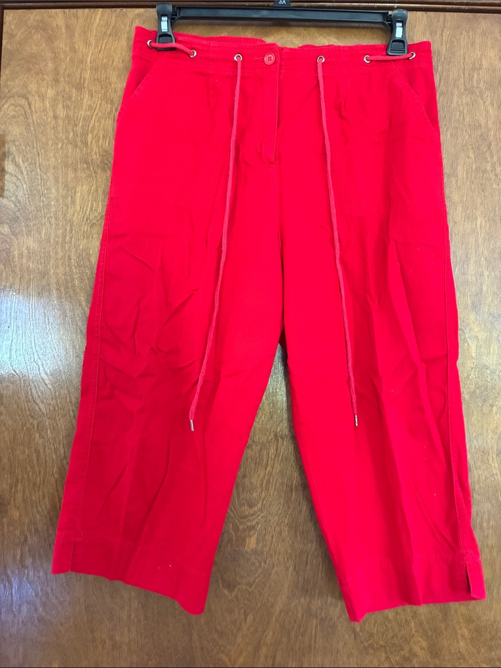Style & Co. Red Cropped Elastic & Drawstring Capris Size 14 Petite